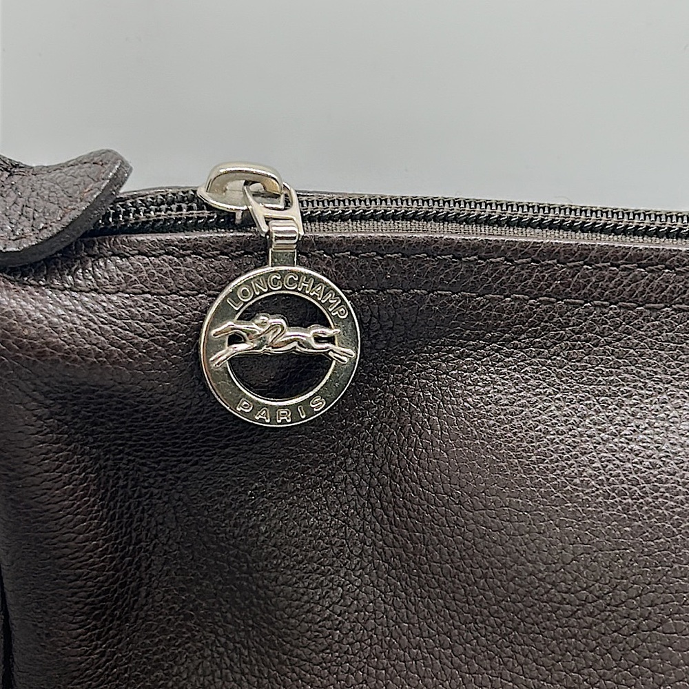 Longchamp Luxurious Dark Brown Pebbled Leather Hobo Bag Purse πΊπΊ - Picture 5 of 9